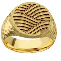 Large Circle signet ring (18mm) in 10K Yellow Gold, with a Wide style band and a Navigator Rev engraving.