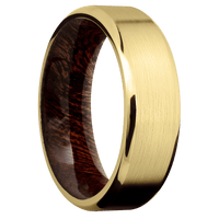 14K Yellow Gold + Satin , Polish Finish + Sapele