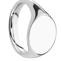 Medium Horizontal Oval signet ring (16x13mm) in Cobalt Chrome, with a Thin style band.