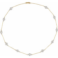 14K Yellow Gold Cultured White Freshwater Pearl 17" Necklace