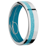 14K White Gold + Polish , Polish Finish + Sea Blue
