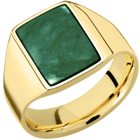 Medium Rectangle signet ring (16x11.5mm) in 10K Yellow Gold, with a Wide style band, a Washington Green Jade inlay.