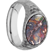 Medium Horizontal Oval signet ring (16x13mm) in Titanium, with a Wide style band, a Chrysocopper inlay.