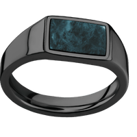 Small Horizontal Rectangle signet ring (12x9mm) in Zirconium, with a Wide style band, a Washington Blue Jade inlay.