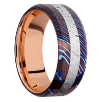 Titanium Damascus + Polish , Polish Finish + 14K Rose Gold