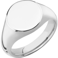 Medium Circle signet ring (14mm) in Palladium Silver, with a Wide style band.
