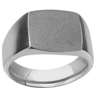 Medium Cushion signet ring (14x14mm) in Titanium, with a Wide style band.