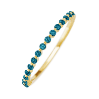 10K Yellow Gold band with 15 Round Ocean Blue Diamond having TCW-.22