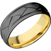 Zirconium + Polish Finish + 14K Yellow Gold