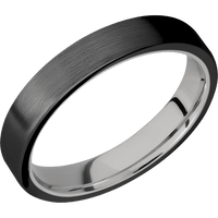 4mm wide Flat Black Titanium Ring with Satin Finish / 10k White Gold Sleeve