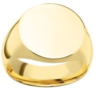 Large Circle signet ring (18mm) in 10K Yellow Gold, with a Wide style band.