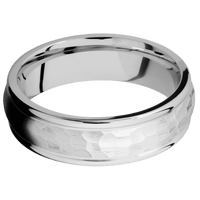 10K White Gold + Hammer , Polish Finish