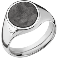 Medium Oval signet ring (16x13mm) in Cobalt Chrome, with a Wide style band, a Tantalum Noir inlay.