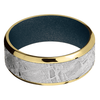 10K Yellow Gold + Polish , Polish Finish + Blue Titanium