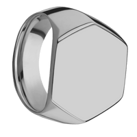 Extra Large Hexagon signet ring (23x20mm) in Titanium, with a Wide style band.