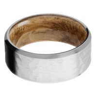14K White Gold + Hammer , Satin Finish + Whiskey Barrel