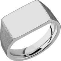 Medium Horizontal Rectangle signet ring (16x11.5mm) in Titanium, with a Wide style band.