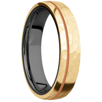 10K Yellow Gold + Hammer , Hammer Finish + Zirconium