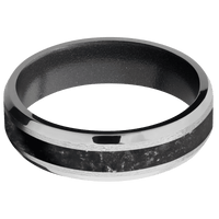 18K White Gold + Stone , Polish Finish + Dark Grey