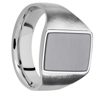 Medium Rectangle signet ring (16x11.5mm) in Palladium Silver, with a Wide style band, a Tantalum inlay.