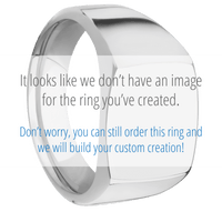 Medium Cushion signet ring (14x14mm) in Titanium, with a Wide style band, a Black Dino Bone inlay.