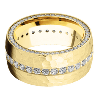 14K Yellow Gold + Hammer Finish