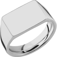 Medium Horizontal Rectangle signet ring (16x11.5mm) in Titanium, with a Wide style band.