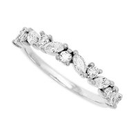 14K White Gold band with 7 Round and 6 Marquise Lab Grown Diamond having TCW-.81