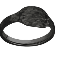 Small Cushion signet ring (10x10mm) in Zirconium, with a Cigar style band.
