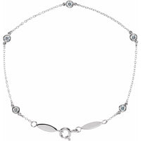 14K White Gold 1/3 CTW Lab-Grown Diamond Bezel-Set Station 7" Bracelet
