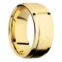10K Yellow Gold + Hammer , Polish Finish