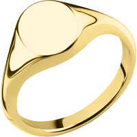 Small Oval signet ring (12x9mm) in 14K Yellow Gold, with a Thin style band.