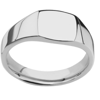 Small Cushion signet ring (10x10mm) in Titanium, with a Wide style band.