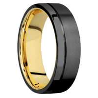 Zirconium + Anglesatin , Polish Finish + 14K Yellow Gold