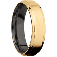 14K Yellow Gold + Bead , Polish Finish + Tantalum Noir
