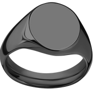 Medium Oval signet ring (16x13mm) in Zirconium, with a Wide style band.