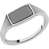 Small Horizontal Rectangle signet ring (12x9mm) in Cobalt Chrome, with a Thin style band, a Zirconium inlay.