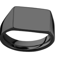Medium Horizontal Rectangle signet ring (16x11.5mm) in Zirconium, with a Wide style band.