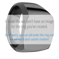 Large Cushion signet ring (18x18mm) in Zirconium, with a Wide style band, a Blue Purple Abalone inlay.