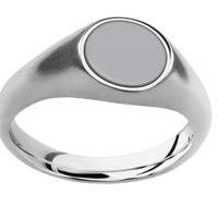 Small Circle signet ring (10mm) in Cobalt Chrome, with a Wide style band, a Tantalum inlay.