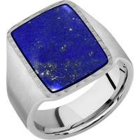 Large Rectangle signet ring (20x14.5mm) in Palladium Silver, with a Wide style band, a Lapis inlay.