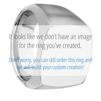 Large Cushion signet ring (18x18mm) in Titanium, with a Wide style band, a Labradorite inlay.
