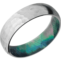 14K White Gold + Hammer Finish + Black Mother of Pearl
