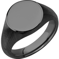 Medium Circle signet ring (14mm) in Zirconium, with a Wide style band.
