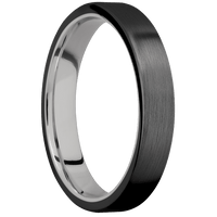 4mm wide Flat Black Titanium Ring with Satin Finish / 10k White Gold Sleeve