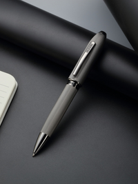 Peerless™ Polished Slate Gray Engraved Diamond Pattern with Slate Gray PVD Appointments and Swarovski Crystal Ballpoint Pen