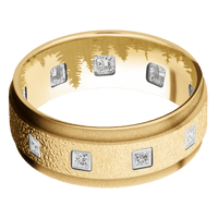 10K Yellow Gold + Stipple , Sand Finish