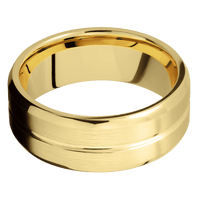 14K Yellow Gold + Polish , Satin Finish