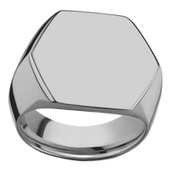 Extra Large Hexagon signet ring (23x20mm) in Titanium, with a Wide style band.