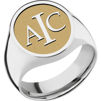 Large Oval signet ring (20x16mm) in Platinum, with a Wide style band and a Book Antiqua 3 Rev engraving.